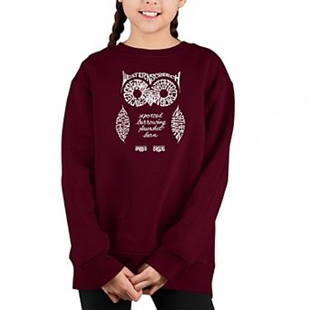 Owl - Girl's Word Art Crewneck Sweatshirt