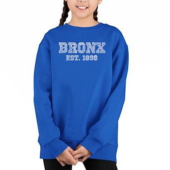 Popular Neighborhoods In Bronx, Ny - Girl's Word Art Crewneck Sweatshirt