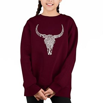 Texas Skull - Girl's Word Art Crewneck Sweatshirt