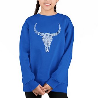 Texas Skull - Girl's Word Art Crewneck Sweatshirt