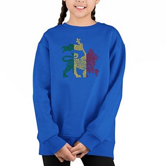 Rasta Lion - One Love - Girl's Word Art Crewneck Sweatshirt