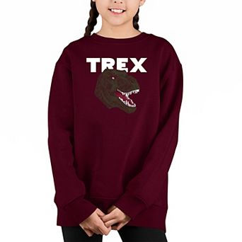 T-rex Head - Girl's Word Art Crewneck Sweatshirt