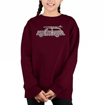 Woody - Classic Surf Songs - Girl's Word Art Crewneck Sweatshirt
