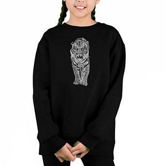 Tiger - Girl's Word Art Crewneck Sweatshirt