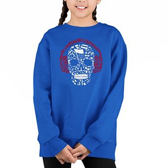 Music Notes Skull - Girl's Word Art Crewneck Sweatshirt