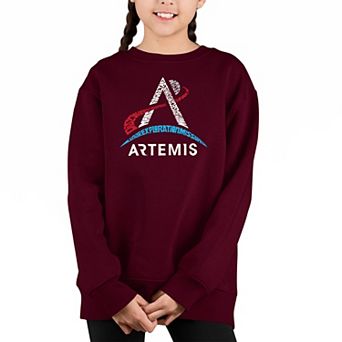 Nasa Artemis Logo - Girl's Word Art Crewneck Sweatshirt