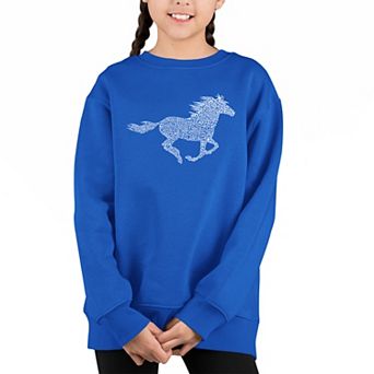 Horse Breeds - Girl's Word Art Crewneck Sweatshirt