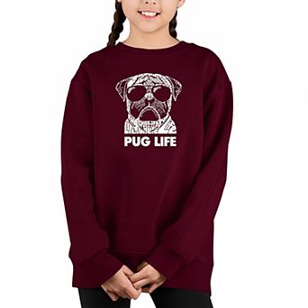 Pug Life - Girl's Word Art Crewneck Sweatshirt