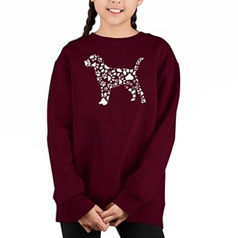 Dog Paw Prints - Girl's Word Art Crewneck Sweatshirt