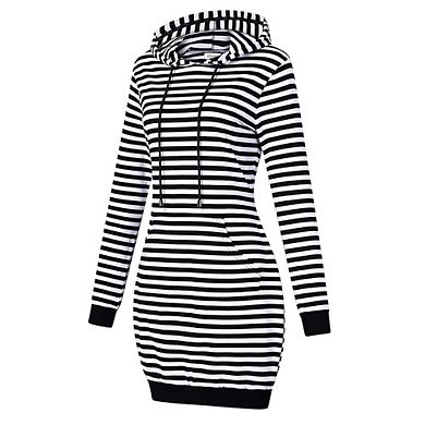 Women's Long Sleeve Pullover Hooded Dress Slim Fit Tunic Mini Dress With Pocket