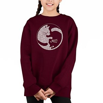 Yin Yang Cat - Girl's Word Art Crewneck Sweatshirt
