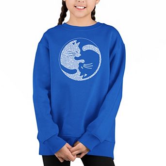 Yin Yang Cat - Girl's Word Art Crewneck Sweatshirt