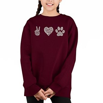 Peace Love Dogs - Girl's Word Art Crewneck Sweatshirt