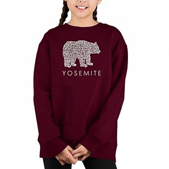 Yosemite Bear - Girl's Word Art Crewneck Sweatshirt