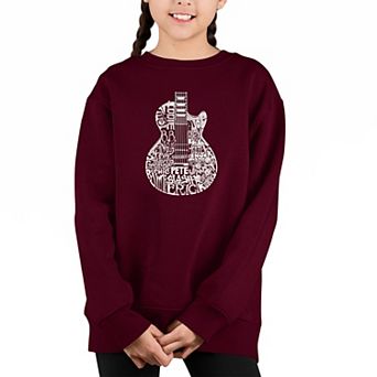 Rock Guitar Head - Girl's Word Art Crewneck Sweatshirt