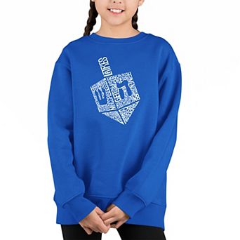 Hanukkah Dreidel - Girl's Word Art Crewneck Sweatshirt