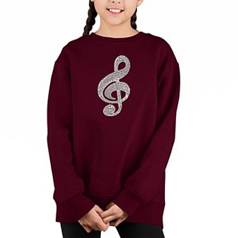 Music Note - Girl's Word Art Crewneck Sweatshirt