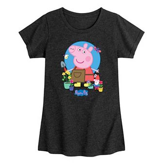 Girls Peppa Pig Peppa And Flowers Graphic Tee