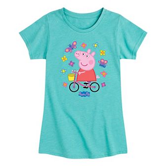 Girls Peppa Pig Peppa Pig Bike Butterflies Graphic Tee
