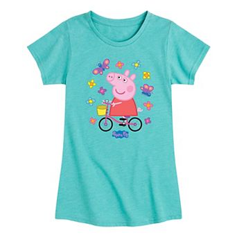 Girls Peppa Pig Peppa Pig Bike Butterflies Graphic Tee