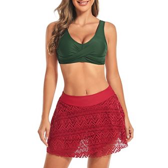 Women's V Neck Twist Front Bikini Top Push Up Padded Swim Top