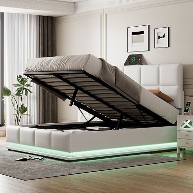 Merax Full Size Tufted Upholstered Platform Bed With Hydraulic Storage System