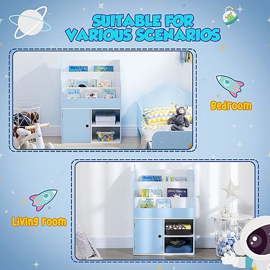 Qaba Toy Storage Organizer With Cabinet, Kids Bookshelf, Pink