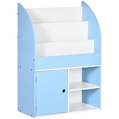 Emma + Oliver Kid's Bookshelf or Toy Storage Shelf for Bedroom or Playroom  - Natural Wood Finish - Safe, Kid-Friendly Curved Edges