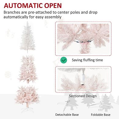Artificial Christmas Tree 7' Indoor Realistic Holiday Decoration, 616 Tips, Pink