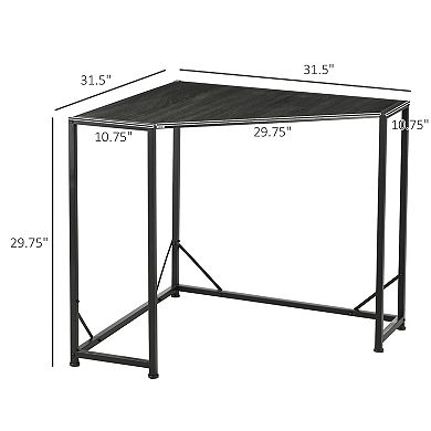Homcom Corner Desk, Computer Writing Desk With Metal Frame, Gray