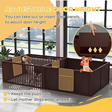 Wooden Whelping Box For Dogs For All Sized Dogs, 81" X 39" X 20", Gray