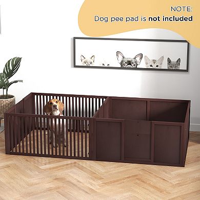 Wooden Whelping Box For Dogs For All Sized Dogs, 81" X 39" X 20", Gray