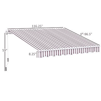 10'x8' Retractable Sun Shade Patio/window Awning, Polyester Fabric