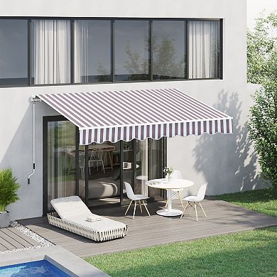10'x8' Retractable Sun Shade Patio/window Awning, Polyester Fabric