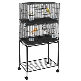 Double Stackable Bird Cage With Stand For Canaries, Lovebirds Finches