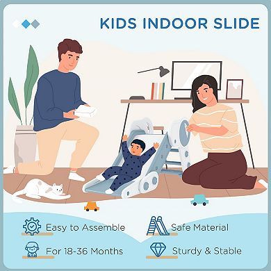 Toddler Slide Indoor, Foldable Kids Slide For 1.5-3 Years Old, Gray