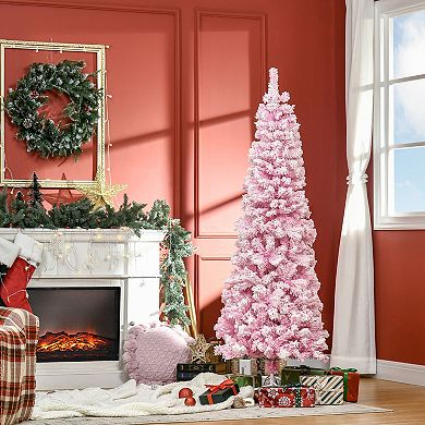 HOMCOM Snow Flocked Artificial Christmas Tree 6ft Holiday Decoration