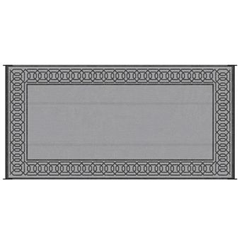 Outsunny Outdoor Rug & Bag, 9' x 18' Plastic Rug, Gray & White