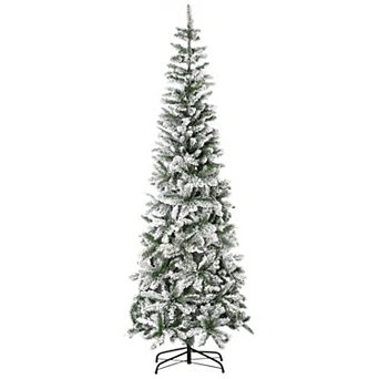 7.5' Artificial White Flocked Christmas Tree Pencil Tree Holiday Home Décor