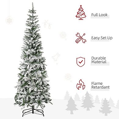 7.5' Artificial White Flocked Christmas Tree Pencil Tree Holiday Home Décor