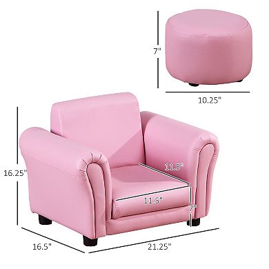 Baby Sofa With Footstool For Playroom, Children's Bedroom, Nursery Room, Pink