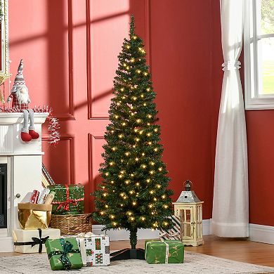 5 Ft Pre-lit Pencil Artificial Christmas Tree With Led Lights And Branch Tips