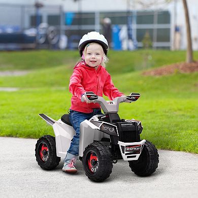 Kids Atv Quad Car, 6v Four-wheeler W/ Forward Backward, White