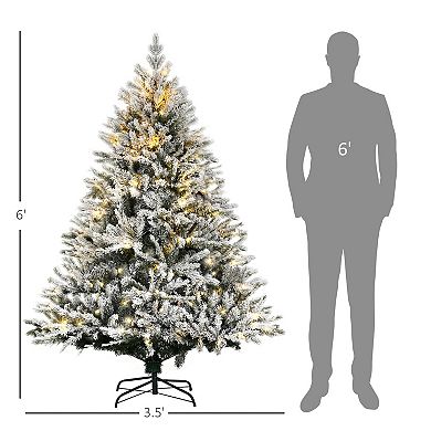 6ft Prelit Flocked Artificial Christmas Tree W/ 1580 Realistic Branch Auto Open