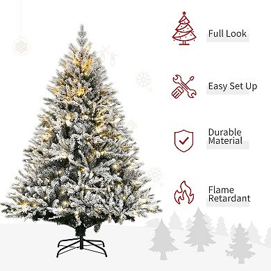 6ft Prelit Flocked Artificial Christmas Tree W/ 1580 Realistic Branch Auto Open