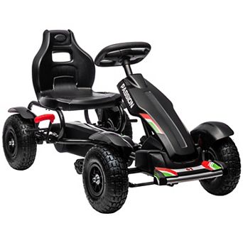 Aosom Kids Pedal Go Kart W/ Adjustable Seat, Rubber Wheels, Black