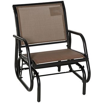 Outdoor Glider With Comfort Curved Armrests And Steel Frame, Brown