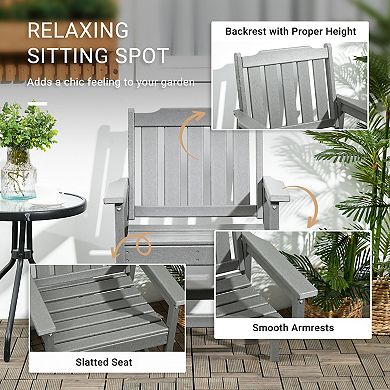Outsunny Patio Chair With Armrests, Slatted Back Armchair