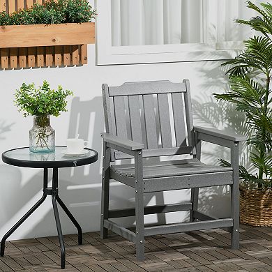 Outsunny Patio Chair With Armrests, Slatted Back Armchair