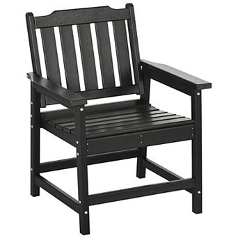 Outsunny Patio Chair With Armrests, Slatted Back Armchair